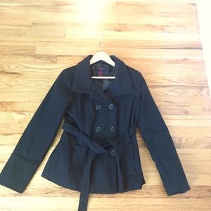 Black belted wool coat